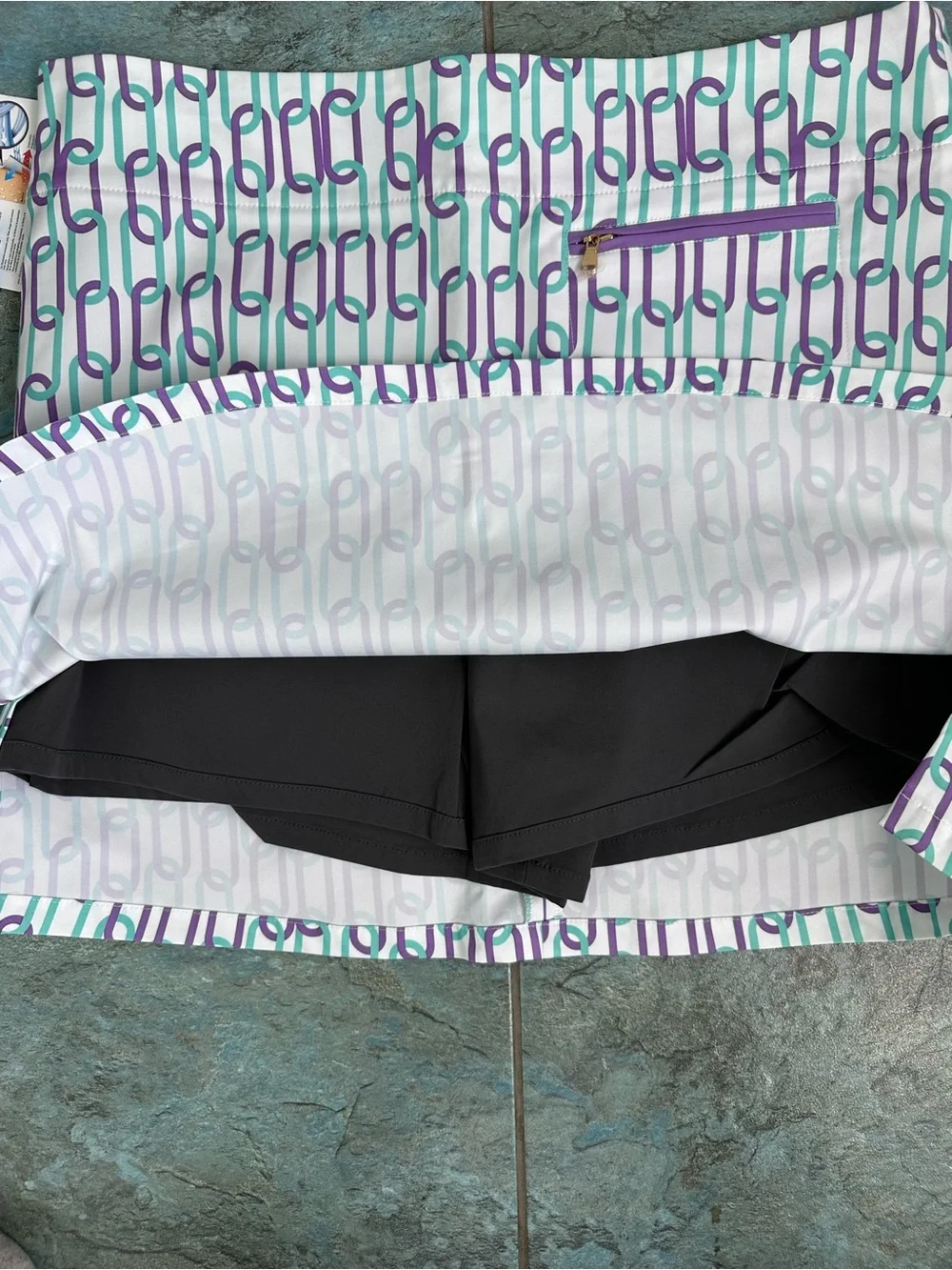 NWT Fairway Fox Womens Purple Print Golf Skirt‎ Size 14 Coolmax Jen Skort Preppy